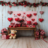Allenjoy Valentine Wood Table With Love Gifts Photography Backdrop Gbsx-01393