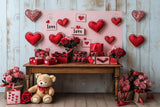 Allenjoy Valentine Wood Table With Love Gifts Photography Backdrop Gbsx-01393