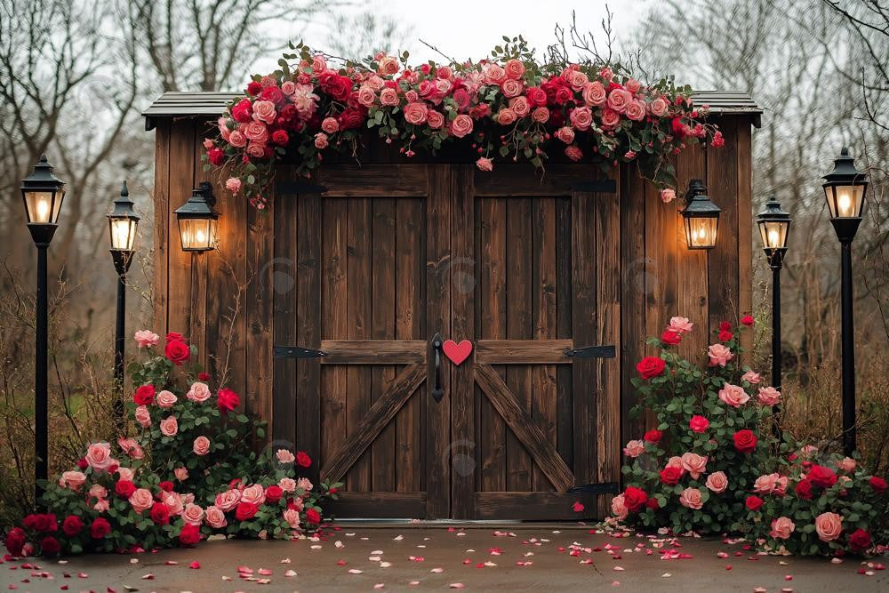 Allenjoy Valentine Wooden Barn Door Photography Backdrop Gbsx-01385