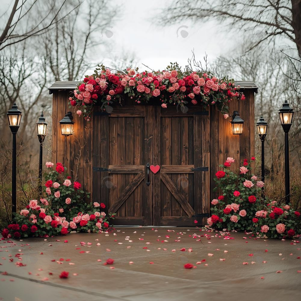 Allenjoy Valentine Wooden Barn Door Photography Backdrop Gbsx-01385