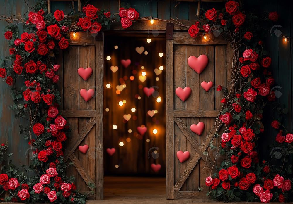 Allenjoy Valentine Wooden Flower Barn Door Photography Backdrop Gbsx-01288