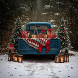 Allenjoy Vintage Christmas Blue Truck Trees Photography Backdrop Gbsx-01127