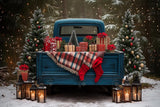 Allenjoy Vintage Christmas Blue Truck Trees Photography Backdrop Gbsx-01127