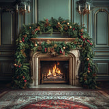 Allenjoy Vintage Christmas Fireplace Photography Backdrop Gbsx-00894