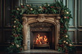 Allenjoy Vintage Christmas Fireplace Photography Backdrop Gbsx-00895