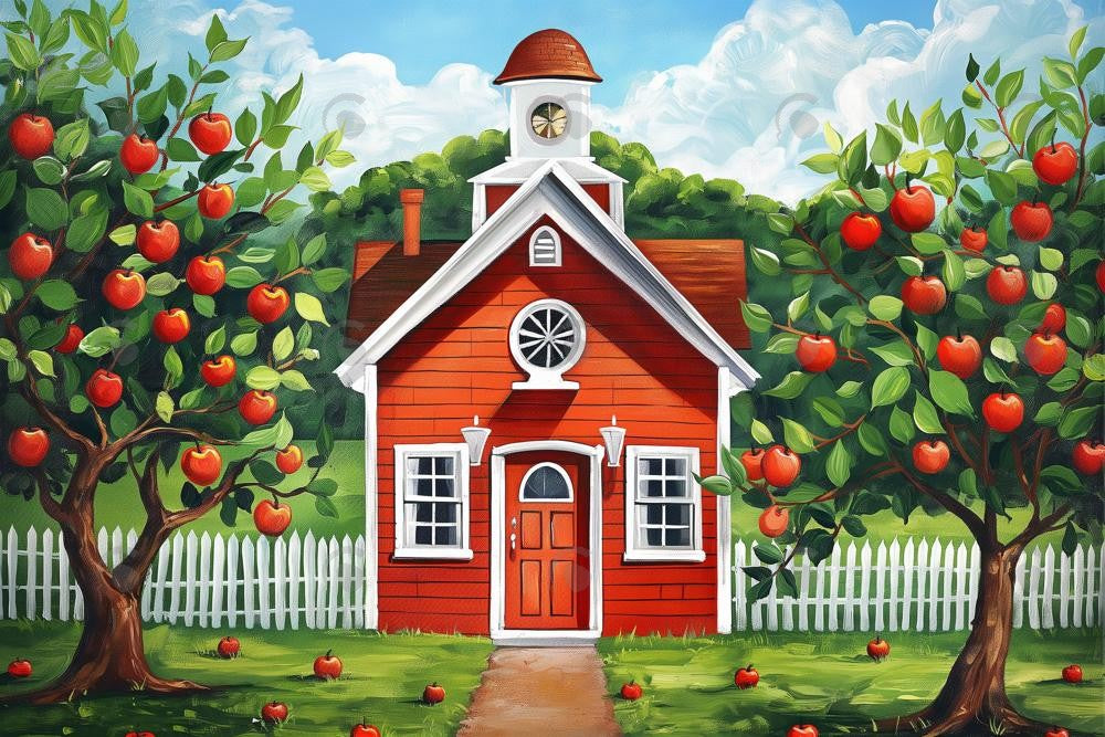 Allenjoy Vintage Red School House Photography Backdrop Gbsx-00390