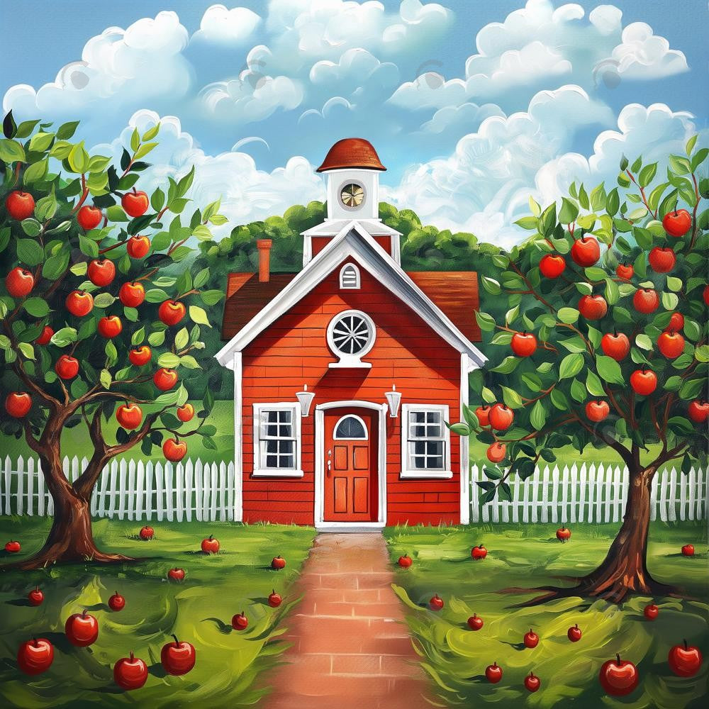 Allenjoy Vintage Red School House Photography Backdrop Gbsx-00390