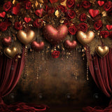 Allenjoy Vintage Valentine Red And Gold Hearts Photography Backdrop Gbsx-01371