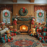 Allenjoy Warm Christmas Corner Fireplace Photography Backdrop Gbsx-01016