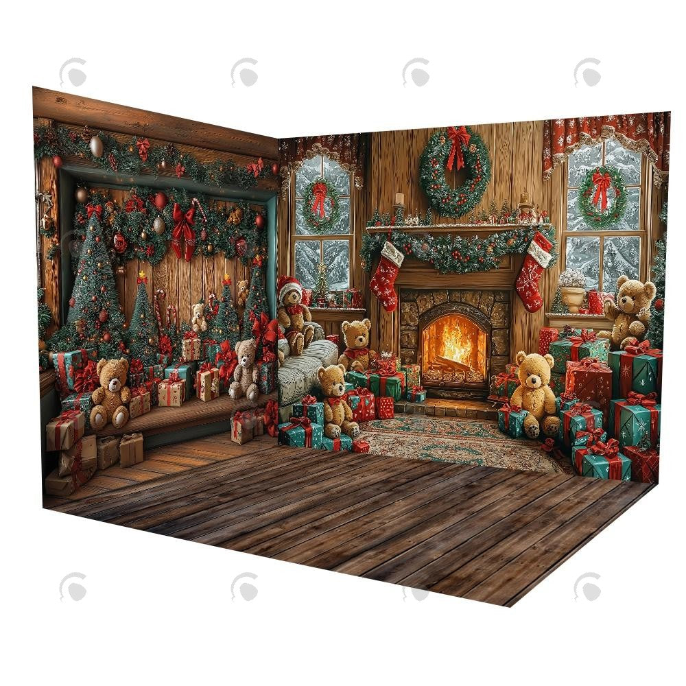 Allenjoy Warm Christmas Corner Fireplace Room Set Backdrop Gbsx-01060&Gbsx-01016&Ym8G-B0505