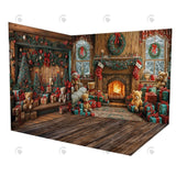 Allenjoy Warm Christmas Corner Fireplace Room Set Backdrop Gbsx-01060&Gbsx-01016&Ym8G-B0505