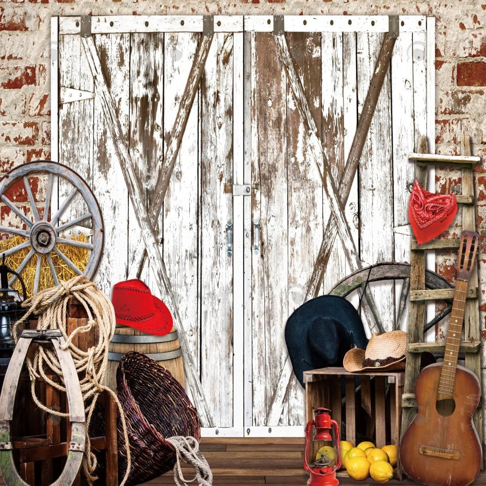 Allenjoy Western Barn Door Photography Backdrop Gbsx-00835