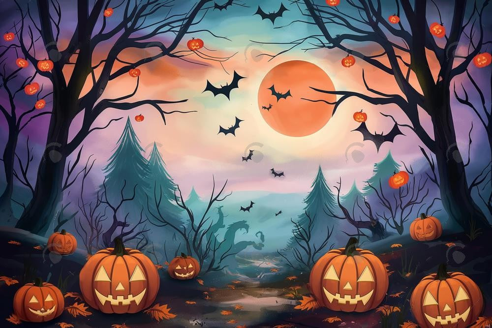 Allenjoy Whimsical Halloween Forest Photography Backdrop Gbsx-00990