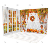Allenjoy White Autumn Barn Door Room Set Backdrop YM2T-A4943&YM8P-A7473&YM8C-B0488