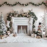 Allenjoy White Winter Nutcracker Fireplace Photography Backdrop Gbsx-01144