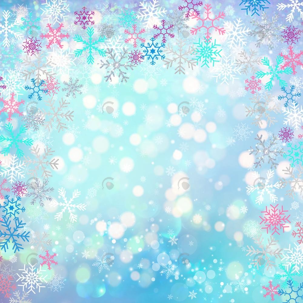 Winter Blue Bokeh Snowflakes Photography Backdrop GBSX-99972