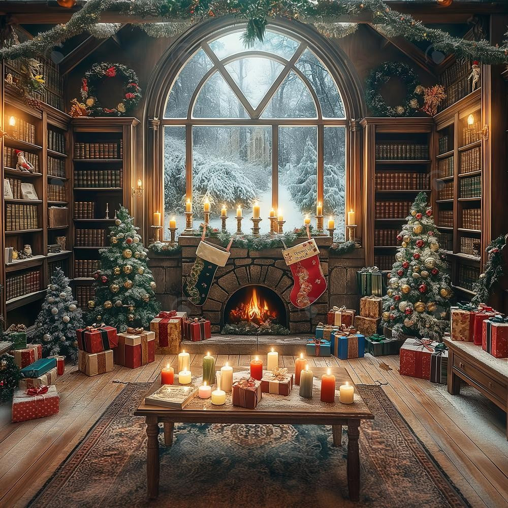 Allenjoy Winter Cabin Wrapping Room Photography Backdrop Gbsx-00197