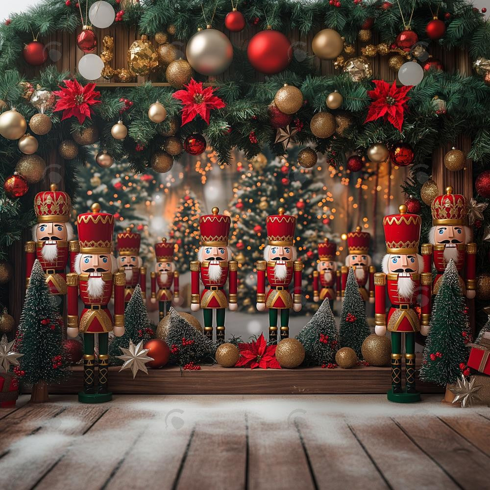 Winter Christmas Nutcracker Store Photography Backdrop GBSX-99976