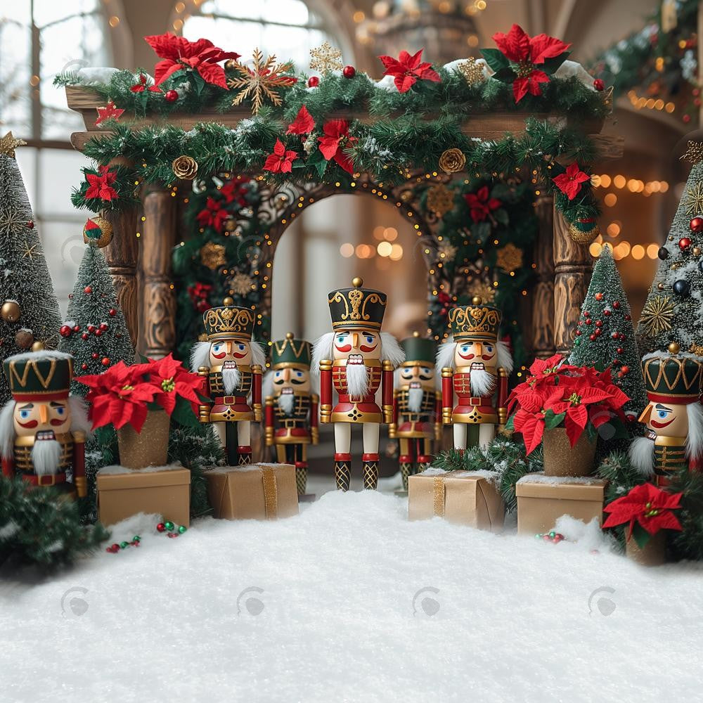Winter Christmas Nutcracker Store Photography Backdrop GBSX-99977