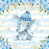 Allenjoy Winter Elephant Baby Shower Photography Backdrop Gbsx-00499