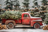 Allenjoy Winter Farm Tree Red Truck Photography Backdrop Gbsx-00820