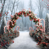 Allenjoy Winter Forest Christmas Tree Arch Photography Backdrop Gbsx-00771