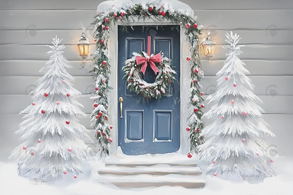 Allenjoy Winter Mystical Entry Snowy Door Photography Backdrop Gbsx-01196