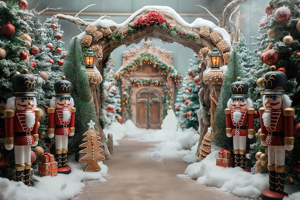 Winter Outdoor Forest Nutcracker Photography Backdrop GBSX-99989