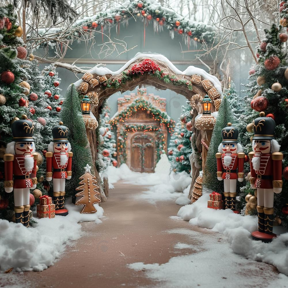 Winter Outdoor Forest Nutcracker Photography Backdrop GBSX-99989