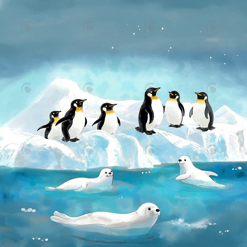 Allenjoy Winter Penguin Seal Party Photography Backdrop Gbsx-01199