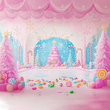 Allenjoy Winter Pink Palace Of Sweets Photography Backdrop Gbsx-01029
