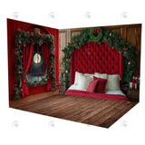 Allenjoy Winter Red Headboard Bedroom Window Night Room Set Backdrop Gbsx-01010&Gbsx-01003&Aec-00775