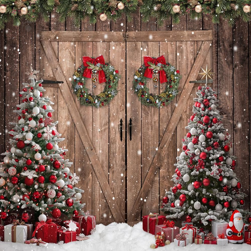 Allenjoy Winter Rustic Barn Door Photography Backdrop GBSX-00060