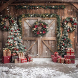 Allenjoy Winter Rustic Barn Door Photography Backdrop GBSX-00061