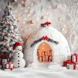 Allenjoy Winter Snowman Ice House Photography Backdrop Gbsx-01281