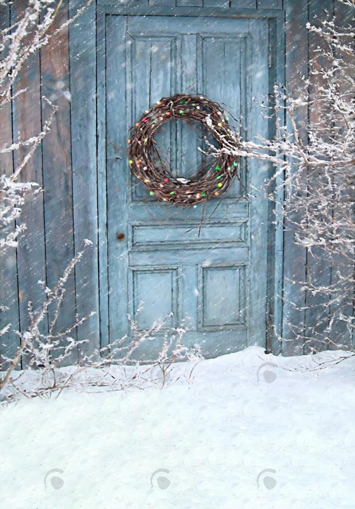 Allenjoy Winter Snowy Door Photography Backdrop Gbsx-00544