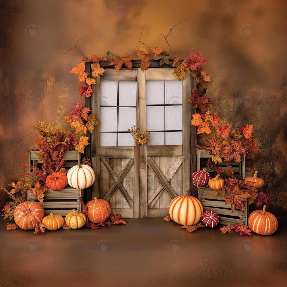 Allenjoy Wooden Pumpkin Door Photography Backdrop Gbsx-00506