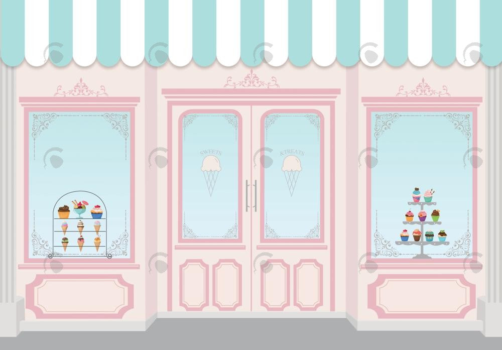 Ice Cream Parlor Shop Backdrop