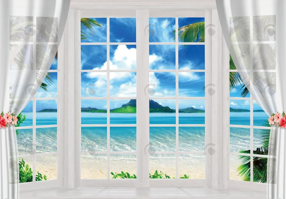 Summer Beach Window Backdrop