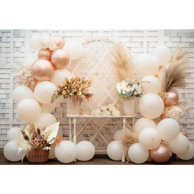Allenjoy Beige Pastel Balloons Decor Photography Backdrop Rustic Wedding Baby Shower Bridal Portrait Photoshoot Background