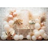 Allenjoy Beige Pastel Balloons Decor Photography Backdrop Rustic Wedding Baby Shower Bridal Portrait Photoshoot Background