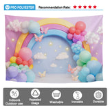 Allenjoy Pastel Rainbow Cake Smash Photography Backdrop Newborn Birthday Butterfly Balloons Photo Props