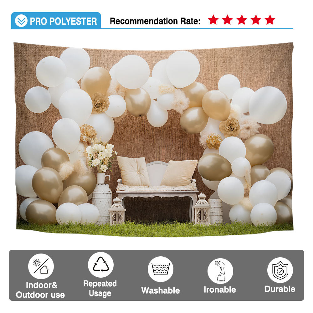 Allenjoy Boho Ivory Nude Brown Wedding Photography Backdrop Apricot Cream Birthday Party Decoration Newborn Portraits Photo Props