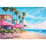 Allenjoy Tropical Landscape Photography Backdrop Beach Scene Palm Trees Photoshoot Background