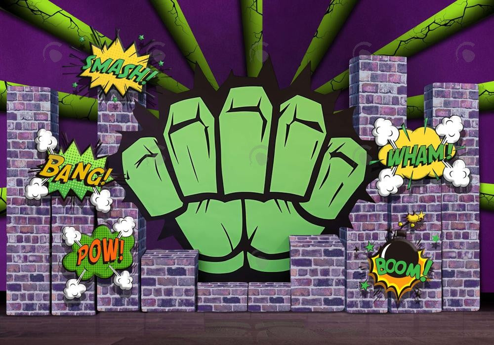 Green Superhero Theme Backdrop