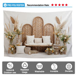 Allenjoy Boho Furniture Decoration Set Photography Backdrop Daybed Bench Pillows Leaves for Photoshoot Studio Props