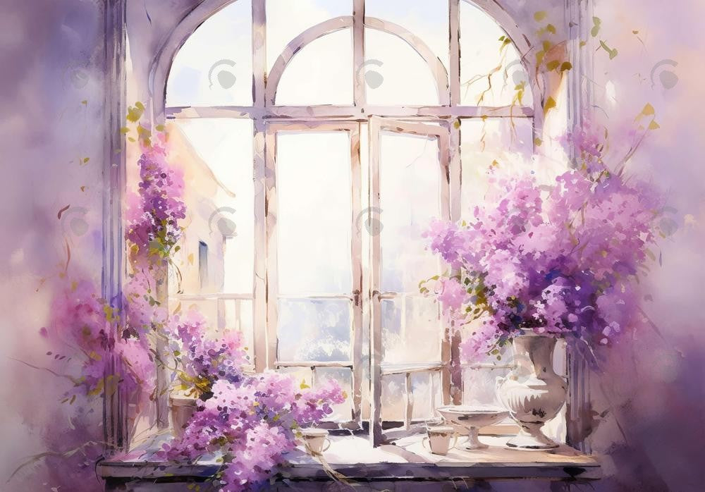 Wisteria Window Watercolor Backdrop