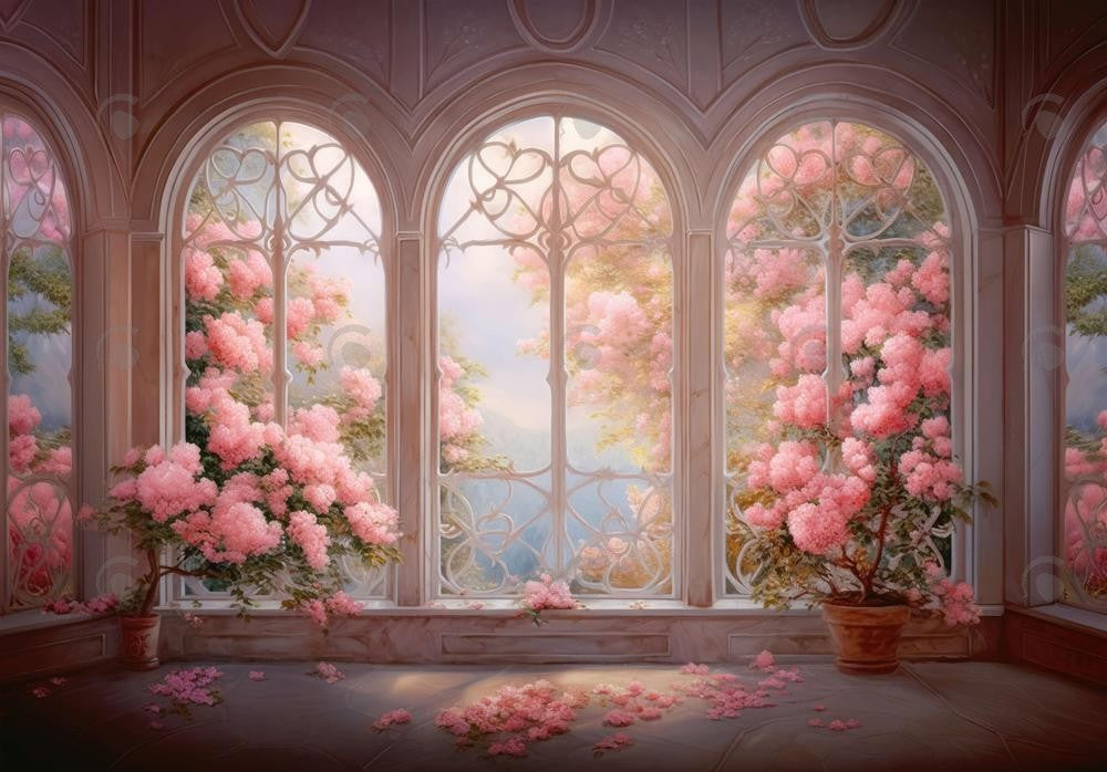 Romance Palace Garden Hall Window Backdrop
