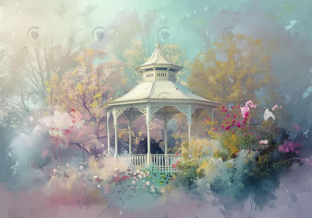 Garden Pavilion Painting Backdrop