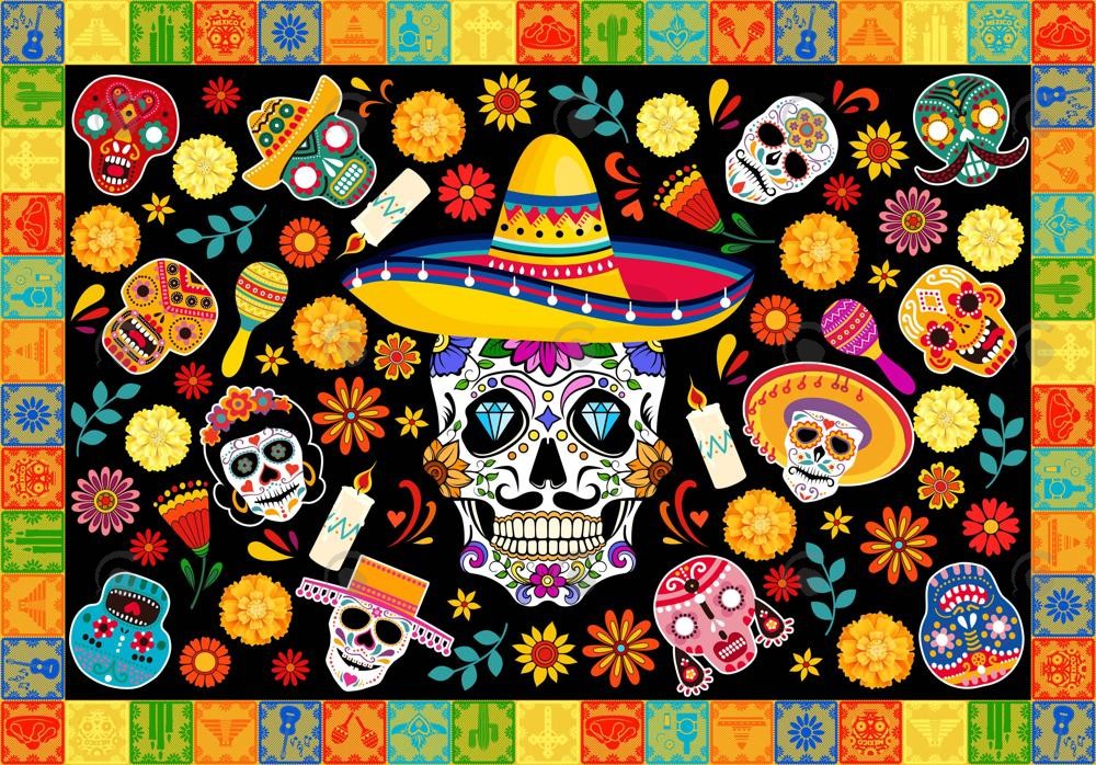 Halloween Day Of The Dead Theme Party Backdrop